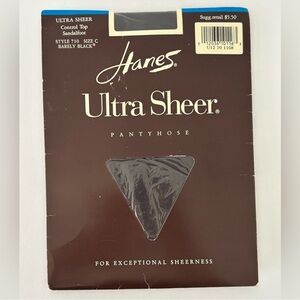 Vintage 90’s Hanes Ultra Sheer Pantyhose in Barely Black - (Size: C) - NIP/NWT